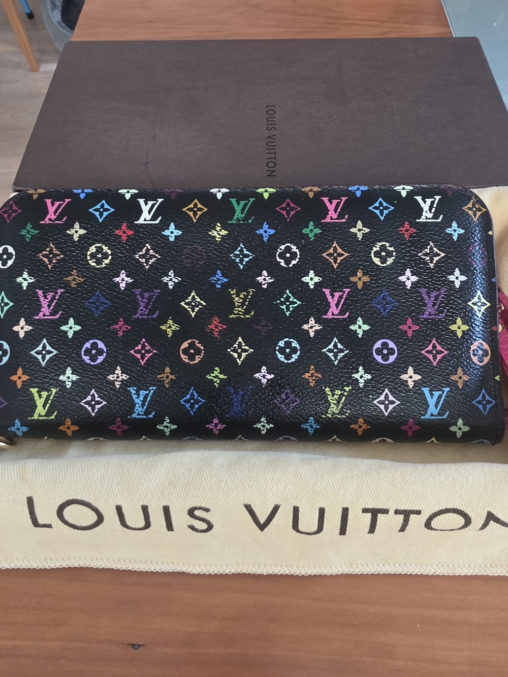 Louis Vuitton Black Multicolor Monogram Zip Around Wallet